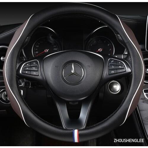 ZHOUSHENGLEE Microfiber Leather Car Steering Wheel Cover For Hyundai i20 i30 i40 Tucson Solaris ix35 Creta Santa fe Kona Elantra