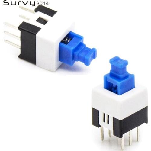 10PCS/Lot 7X7mm 7*7mm 6Pin Push Tactile Power Micro Switch Self lock On/Off button Latching switch Wholesale diy electronics