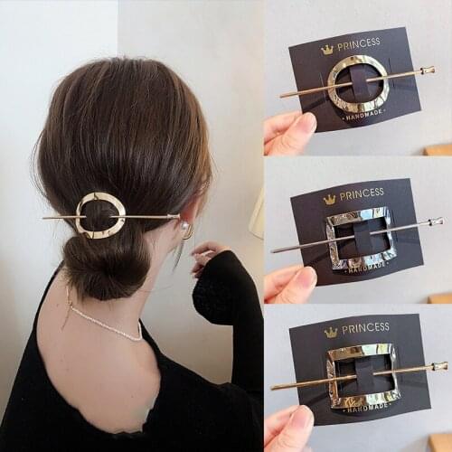 2021 Simple Geometric Hair Sticks Fashion Metal Circle Hair Clips For Women Girls Korean Gold Silver Hair Accessories Headwear