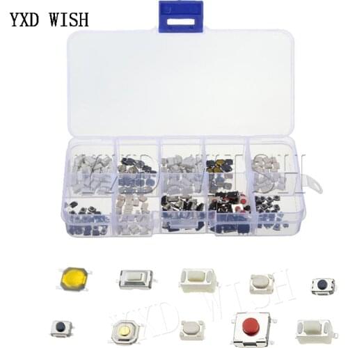 250Pcs 10-Types Tactile Push Button Switch Car Remote Control Keys Button Touch Micro switch