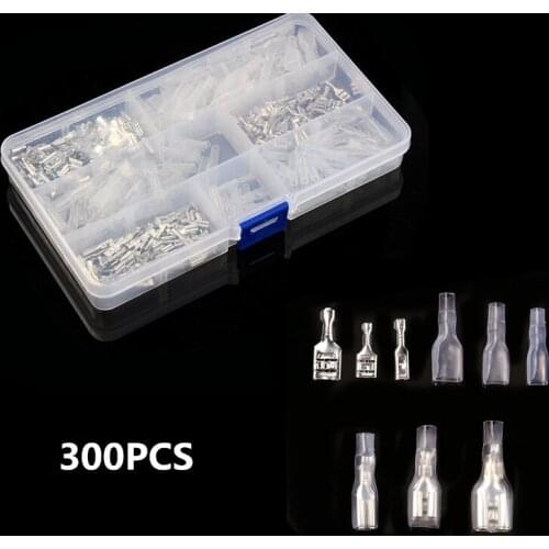 300Pcs Insulated Spade Crimp Terminal 6.3mm 4.8mm 2.8mm Electrical Wire Connectors CRimping Terminal Assorted Set