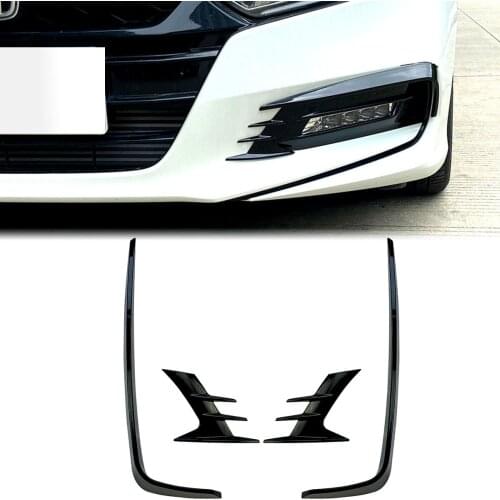 4pcs Front Bumper Splitters Canards Fog Light Cover For Honda Accord 10th 2018 2019 2020 Black Carbon Fiber Look Car Styling