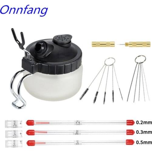 0.2/ 0.3/0.5mm Airbrush Cleaning Pot Glass Air Brush Holder Clean Paint Jar Bottle Spray Gun Wash Tools Needle Nozzle Brush