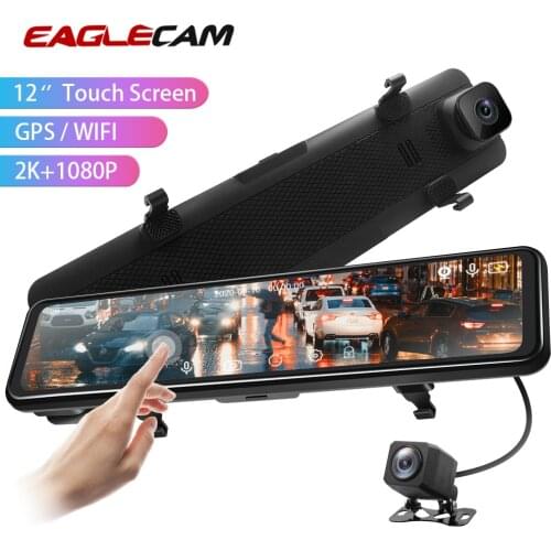 Car Dvr 12 Inch Full HD 2560P Rearview Mirror Dash Camera Touch Screen Camera With GPS Wifi Hisilicon Auto Video Registrar