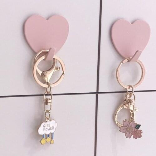 Household high quality Pink love heart shaped hook wall hanging plastic S hooks bedroom porch kitchen sticky hanger