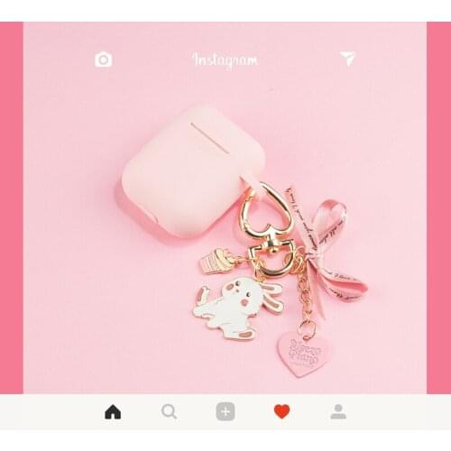 Fundas For Apple AirPods 1 2 Case Cute Rabbit Pendant Keychain headphone Box Cover For Air pods 3 Pro silicone Earphone Case