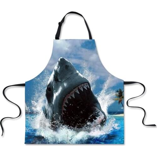 Designer Shark 3D Print Adjustable Aprons for Women Men Funny Home Restaurant Working Cooking Apron Sleeveless Apron Pinafore