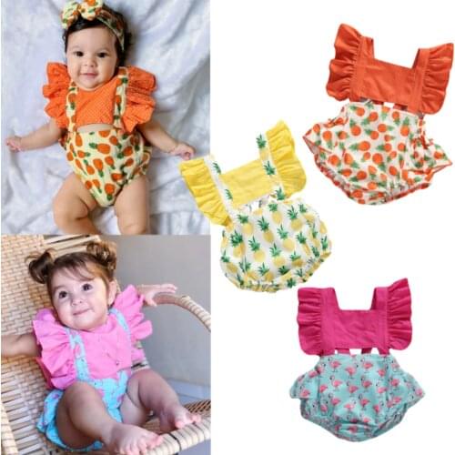 Newborn Kids Baby Girls Clothes Floral Jumpsuit Casual Ruffle Bodysuit Sunsuit Summer Outfits Set