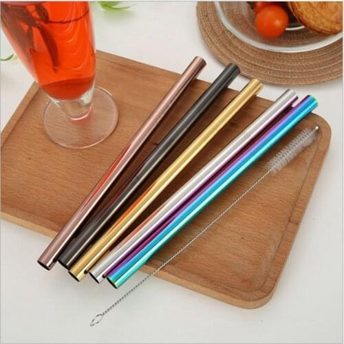 Colorful Titanium Plated Stainless Steel Straw Mirror Polishing Tableware Coffee Pearl Milk Tea Drink Straw