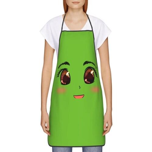 Cartoon Expression Kitchen oil resistant wreath Kawaii Anime kitchen apron school for Women 72*52cm