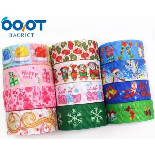 1971320,1'' 25mm Christmas holiday decoration gift wrapping Printed grosgrain ribbon,10yrds DIY handmade headwear accessories