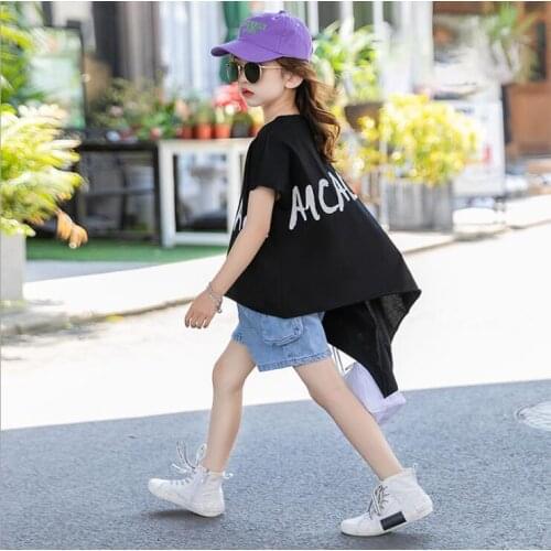 2020 hot sale girls t-shirt fashion cotton summer girls top 4-9t F289