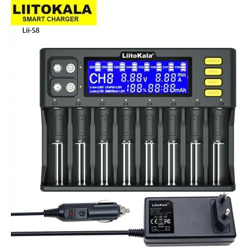 LiitoKala Lii-S8 Lii500S Lii500 Lii-PD4 Smart LCD Universal 3.7V Li-ion 1.2V NiMH 26650 21700 26700 AA AAA 18650 Battery Charger