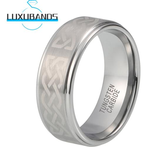 Men Wemen Tungsten Wedding Band Two-Tone Engagement 8MM Rose Gold Offset Line Brushed Finished Comfort Fit