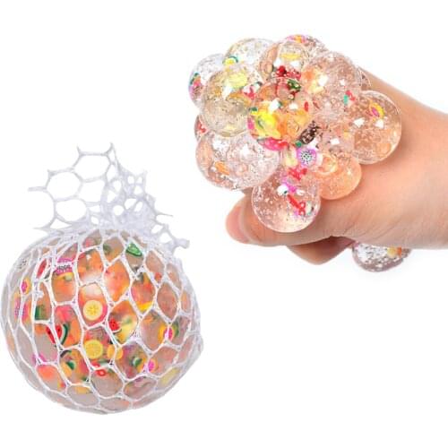 6cm Anti-Stress Squishy Ball Funny Fruit Slice Grape Squeeze Mood Autism Kids Adult Play Vent Toys For Gift Wholesale
