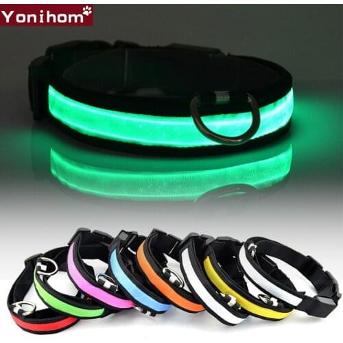 Nylon Dog Collar LED Luminous Pet Dog Light Collar Night Safety Collar Perro LED Flashing Glowing Cute Dog Collar for Small Dogs