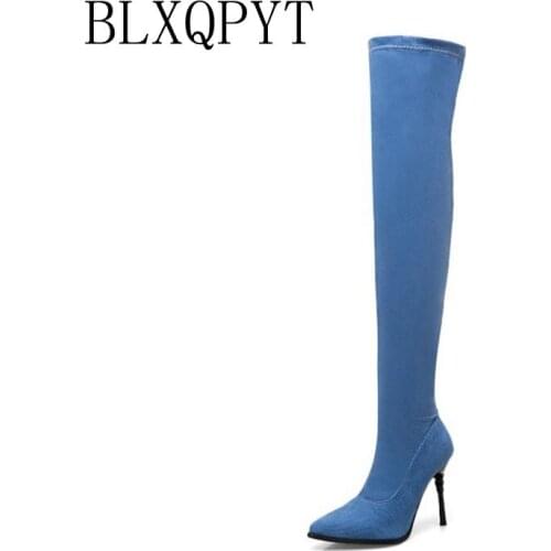 BLXQPYT New Lage size 31-48 Knee high Boots women Autumn Winter Wedding shoes Woman Long Boots Platform high Heels t613