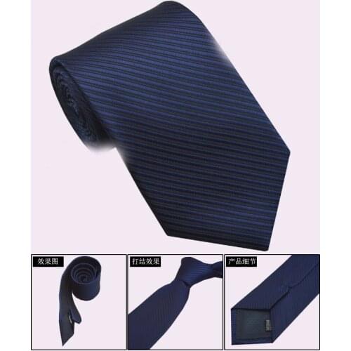 NEW Dark Blue Stripe Ties For Men Brand Mens Neckties Sets Wedding/Business/gift Tie