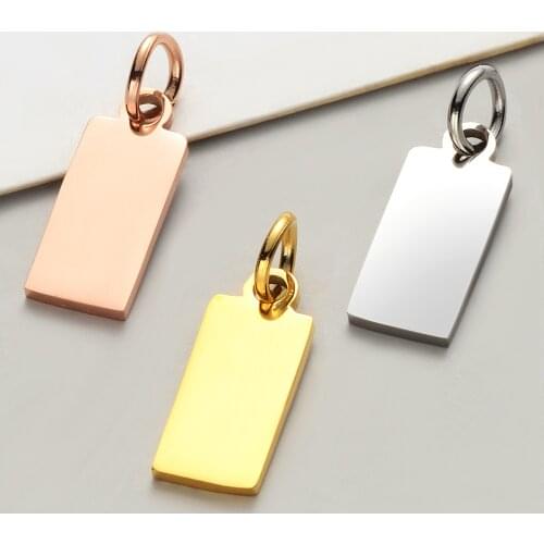 30pcs/Lot Stainless Steel Mirror Polish Rectangle Geometric Charms Pendants for DIY Jewelry Making Necklace Wholesale