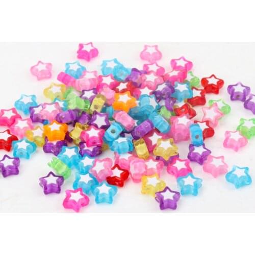 Mixed Color White Star Diy Beads Acrylic Spacer Beads Fit Jewelry Making Diy Wholesale 9x9mm 100pcs