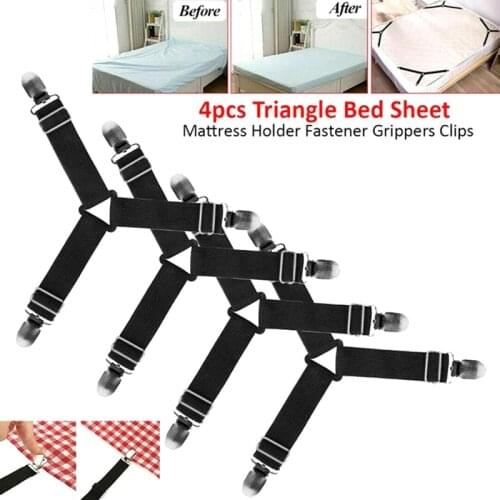 4pcs/set Adjustable Bed Sheet Clips Cover Grippers Holder Mattress Duvet Blanket Fastener Straps Fixing Slip-Resistant Belt