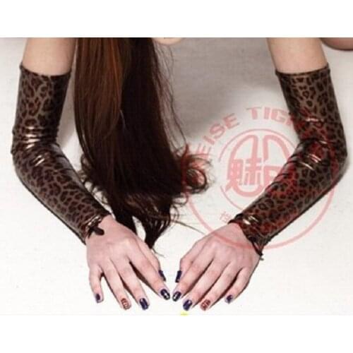 Artificial Leather Raglan Sleeves Club Sexy Long Arm Cuff Smooth Surface Glue Hook Middle Finger Arm Set Women Tights Accessorie