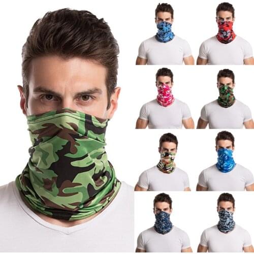 Unisex Summer Outdoor Ice Silk Neck Scarf Sunscreen Fishing Hiking Cooling Face Mask camouflage Bandana