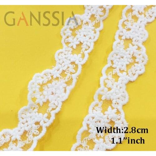 Width:2.8cm Good quality white color flower lace,trim lace for garment, cotton lace for DIY, scrapbooking(ss-340)