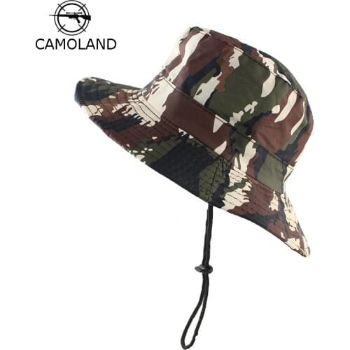 CAMOLAND Adjustable Sun Hats Kids Bucket Hat Camouflage Beach Hat For Boy Girl Waterproof Panama Caps Hiking Mesh Breathable