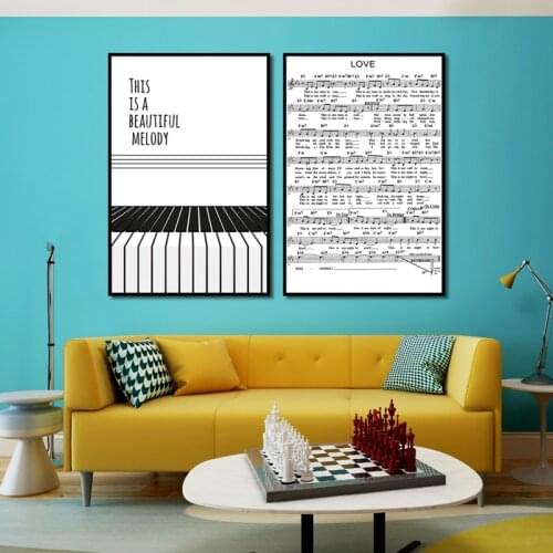 Mordern Minimalist Piano Sheet Music White Background Canvas Painting Home Wall Art Print Aisle Decor Bedroom Poster