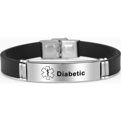 Sport Silicone Medical Alert ID Bracelets For Men Women DIABETES Serious Illness Emergency Remind Accessory Steel Jewelry