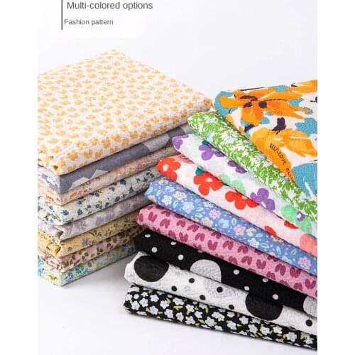 Butterfly Printed Salt-shrinkable Bubble 100% Pure Cotton Fabric for Childrens Clothes Skirt Dress Sewing Floral Stiff Textile