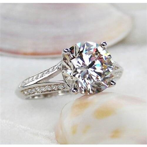 Test Positive 3Ct 9mm D Color Moissanite Diamond Ring Love Star PT950 Ring Wedding Ring for Her