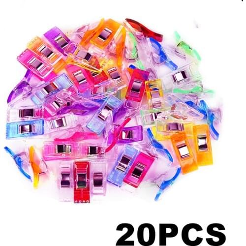 20pcs 3.3*1.8*1.1cm Job Foot Case Multicolor Plastic Clips Fabric Clamps Hemming Sewing Tools Patchwork DIY Binding Accessories