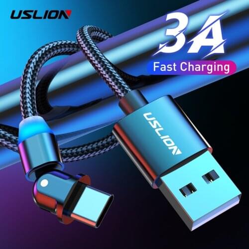 USLION Fast Charging USB Type C Cable USB-C Mobile Phone USB Charger Cable for Samsung Galaxy S9 S8 Huawei Mate 20 Xiaomi Type-C