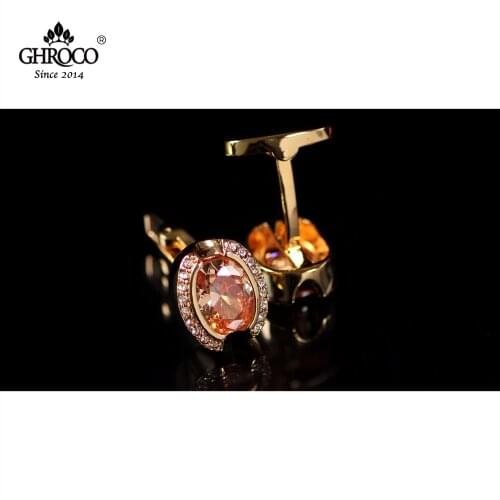 CHROCO High-Quality Exquisite Champagne Oval Zircon Classic Shirt Cufflinks Fashion Luxury Gift for Business Men and Wedding