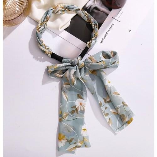 Pearl Headband Korean Headdress Super Fairy Streamer Hair Accessories Female Simple Net Red Headband Accessories LB