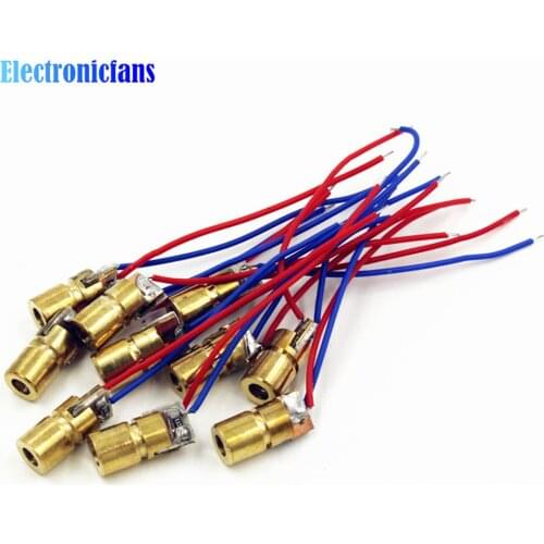 10Pcs 3V 650nm 5mW Adjustable Laser Dot Diode Module Red Sight Copper Head Mini Laser Pointer