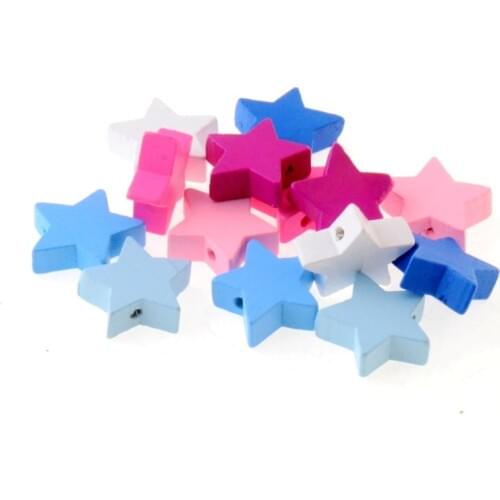 20pcs 19x19mm Wood Dye Star Spacer Beads For Baby DIY Crafts Kids Toys Spacer Beading Bead Jewelry Making DIY