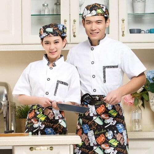 2018 Summer Fashion Chef Jacket Washable Short Sleeve Cook Clothes Restaurant Hotel Bar Chef Uniform Unisex Clothes B-6085