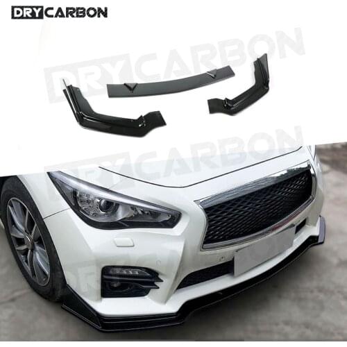 3 PCS/Set Front Lip Spoiler Splitters Aprons For Infiniti Q50 Q50S 2014-2017 ABS Black Head Sport Bumper Chin Shovel Protector