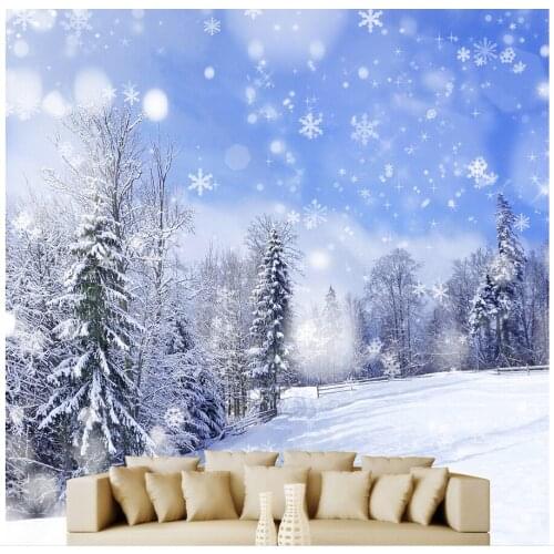 3d wall murals wallpaper 3D Snow in the pine forest 3d stereoscopic wallpaper Home Decoration