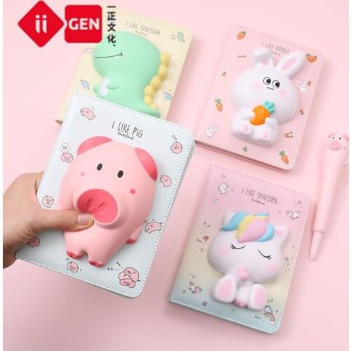 Cute Cartoon 3D Unicorn Decompression Notebook Bunny Student Planner Color Pages Diary With Gifts Packing