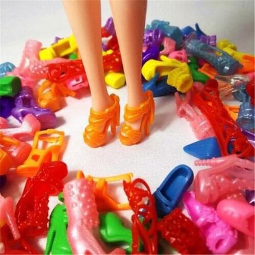 20Pairs Fashion Fixed Styles Shoes Bandage Bow High Heel Sandals for Dolls Accessories Toy