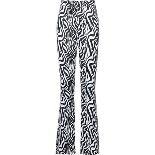 Flared Pants Zebra Stripes Print Skinny Fashion Women High Waist Zebra Bell-bottom Trousers for Leisure