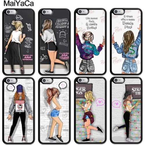 Fashion Girl Best Friend Couple Matching Case For iPhone 12 mini 11 Pro Max X XR XS MAX SE 2020 6S 7 8 Plus 5S Back Cover Fundas