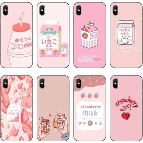 Strawberry Milk Accessories Phone Case For Huawei P40 P30 P20 Pro P10 P9 Lite Y5 Y6 Y7 Y9 P Smart Plus 2018 2019