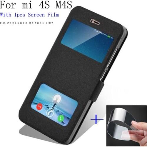 View window phone case For Xiaomi Mi 4S cover Skin Flip case PU Leather Case For Xiaomi Mi M4S case mi 4 S back Cover shell