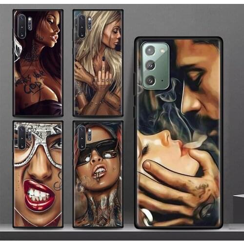 Sexy Sleeve Tattoo Girl For Samsung Galaxy Note 10 Lite 20 Ultra S21 Plus S20 FE 8 9 Soft Phone Case S10 A71 A51 Black TPU Cover