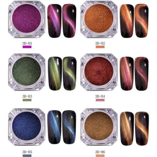 By dhl 1000boxes magnetic laser Chameleon Nail Cat eye Art Powder Dust Shiny Shimmer Glitter UV Nails Decoration Tips hot